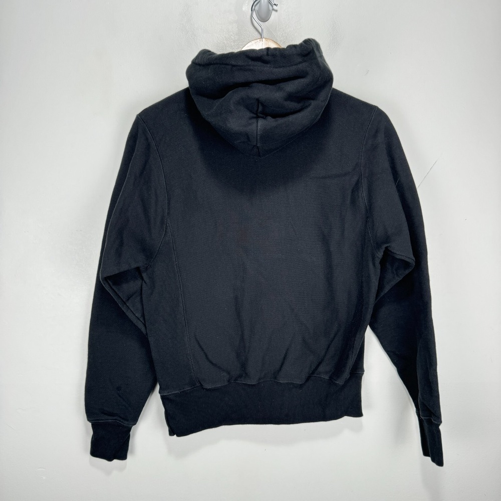 Champion Reverse Weave Chenille Felt Logo Hoodie Sweatshirt Men X-Small Black - Picture 2 of 9
